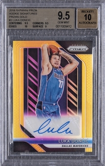 2018-19 Panini Prizm "Rookie Signatures" Prizms Gold #3 Luka Doncic Signed Rookie Card (#04/10) – BGS GEM MINT 9.5/BGS 10